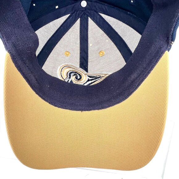 Reebok NFL St. Louis LA Rams Cap Hat Navy & Gold Fitted Stretch Elastic OSFA - Picture 10 of 15